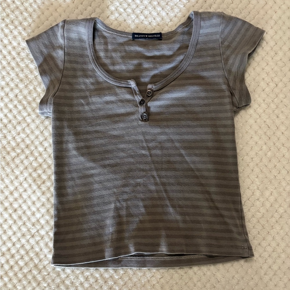 Brandy Melville Gray Polo Crop Tee
